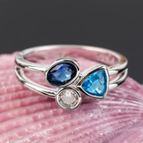 Bague vintage en cristal incrusté de bleu