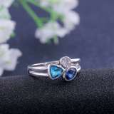Bague vintage en cristal incrusté de bleu