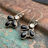 Boucles d'oreilles vintage en pierres noires