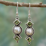 Boucles d'oreilles vintage en pierre de lune verte