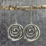 Boucles d'oreilles argentées labyrinthe vintage