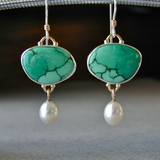 Boucles d'oreilles vintage en turquoise avec perles