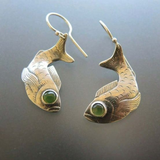 Boucles d'oreilles vintage en argent Koi