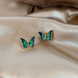 Boucles d'oreilles papillon en émail bleu