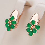 Boucles d'oreilles élégantes en fleurs de cristal vertes