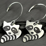 Boucles d'oreilles vintage en argent Raccoon