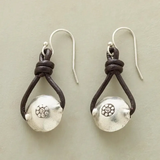 Boucles d'oreilles vintage en cuir et argent