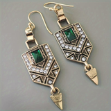 Boucles d'oreilles vintage en or et zircone verte