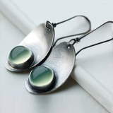 Boucles d'oreilles vintage en cristal vert plaqué argent