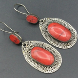 Boucles d'oreilles vintage en pierre naturelle rouge