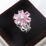 Bague vintage fleur rose