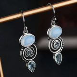 Boucles d'oreilles vintage en cristal et pierre de lune