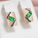 Boucles d'oreilles élégantes en cristal vert lumineux