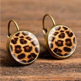 Boucles d'oreilles vintage rondes en cristal léopard