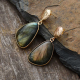 Boucles d'oreilles vintage en pierre vert foncé