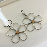Boucles d'oreilles vintage en argent en forme de fleur creuse