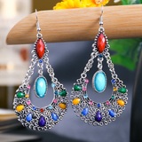 Boucles d'oreilles pendantes vintage avec pierres mandala