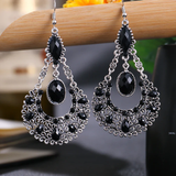 Boucles d'oreilles pendantes vintage avec pierres mandala