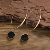 Boucles d'oreilles Noire & Or™ | Élégance vintage, pendantes