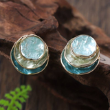 Boucles d'oreilles vintage peintes à la main, multicouches et arrondies