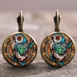 Boucles d'oreilles vintage en cristal arrondi en forme de hibou