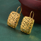 Boucles d'oreilles vintage carrées creuses dorées