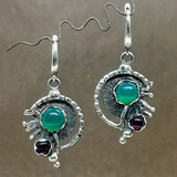 Boucles d'oreilles vintage en cristal turquoise et argent