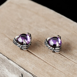 Boucles d'oreilles vintage en cristal violet et argent