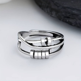Bague vintage argentée à plusieurs rangées
