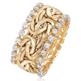 Bague vintage en or tressé avec zircone