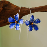 Boucles d'oreilles vintage bleues à fleurs