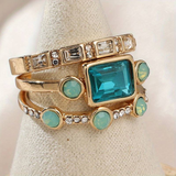Ensemble de bagues vintage en cristal bleu