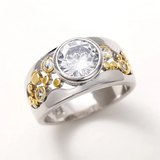 Bague vintage incrustée de zircone, or et argent