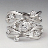 Bague vintage en argent et zircone irrégulière