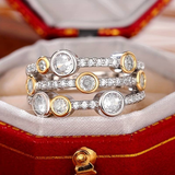 Bague vintage en or brillant et argent