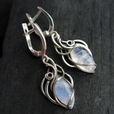 Boucles d'oreilles vintage en cristal blanc et argent