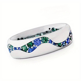 Bague vintage en argent avec zircone incrustée de bleu et de vert