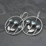 Boucles d'oreilles vintage en cristal bleu en forme de fleur