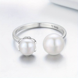 Bague ouverte vintage en argent et perle