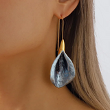 Boucles d'oreilles vintage bleu et or Lotus