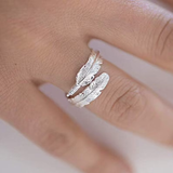 Bague vintage en argent en forme de feuille