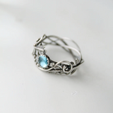 Bague vintage en pierre de lune bleue