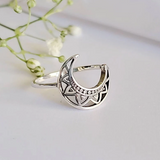 Bague vintage en argent avec lune
