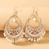Boucles d'oreilles mandala vintage en perles blanches