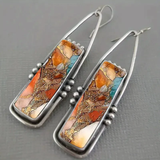 Boucles d'oreilles rectangulaires vintage en pierre naturelle