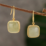 Boucles d'oreilles vintage en pierre vert clair