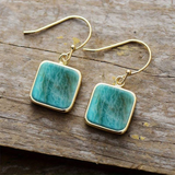 Boucles d'oreilles vintage avec pierre carrée en turquoise
