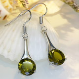 Boucles d'oreilles pendantes vintage en cristal olive