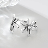 Bague vintage ouverte en argent en forme de fleur