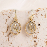 Boucles d'oreilles vintage en or blanc et rose